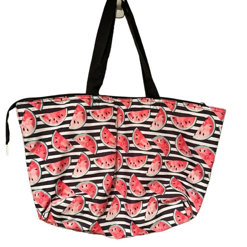 Watermelon Beach Tote Black & Pink All occasion Tote